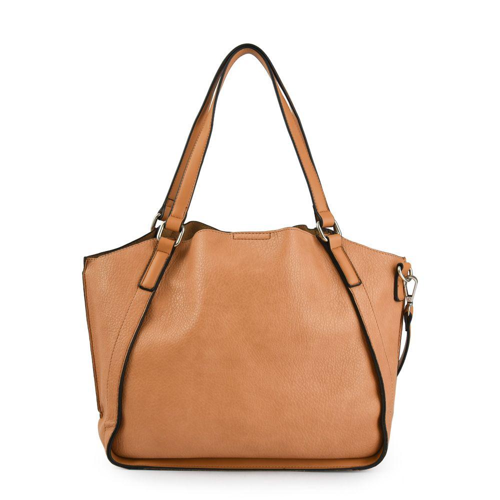 Cartera dos asas tres divisiones mediana romana beige oscuro-2