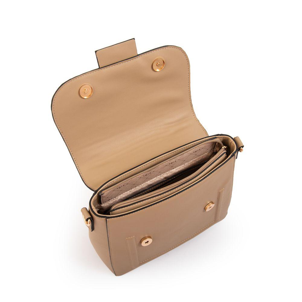 Cartera Bandolera con tapa carmina mediana beige oscuro-3