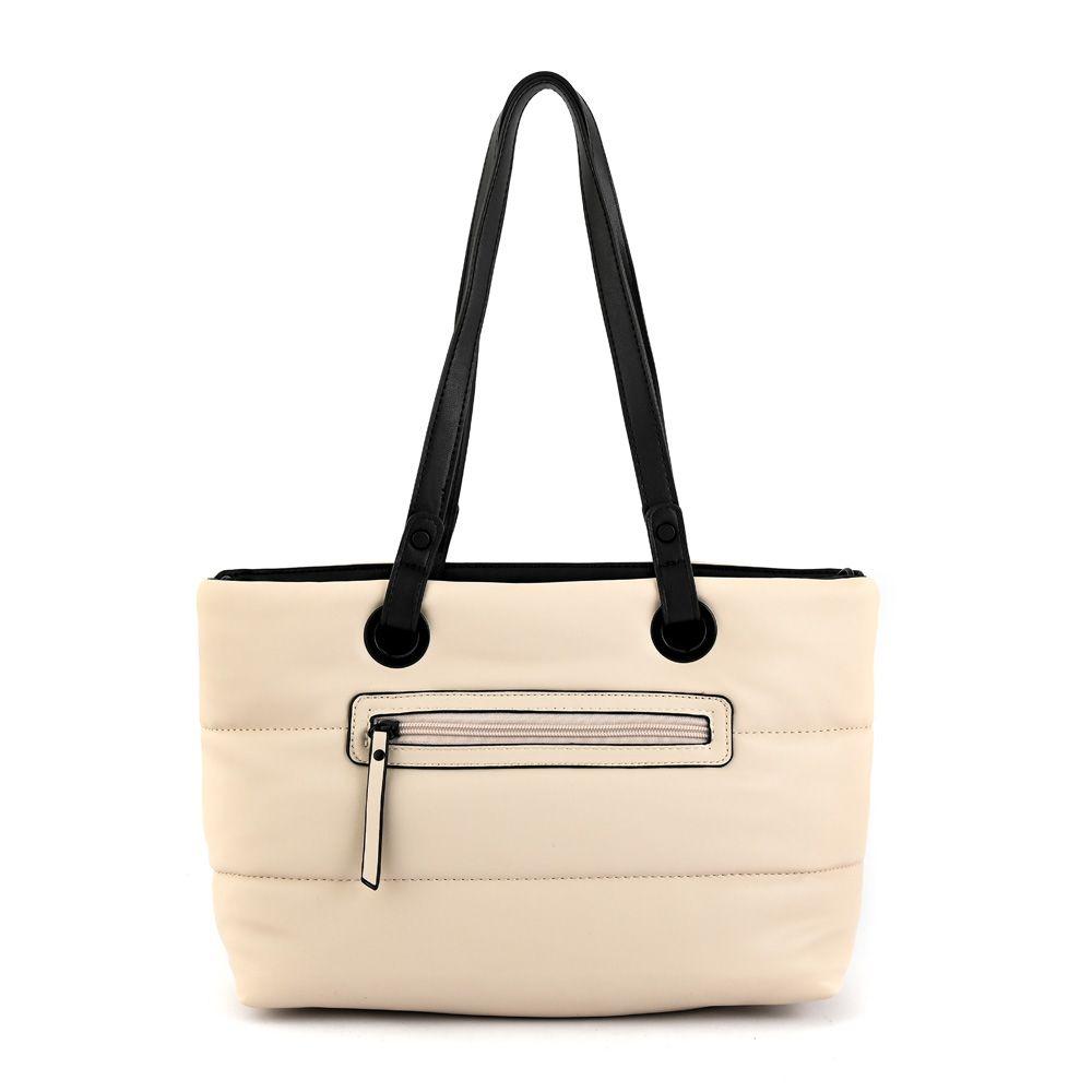 Cartera dos asas tres divisiones mediana sindra blanco crudo-2