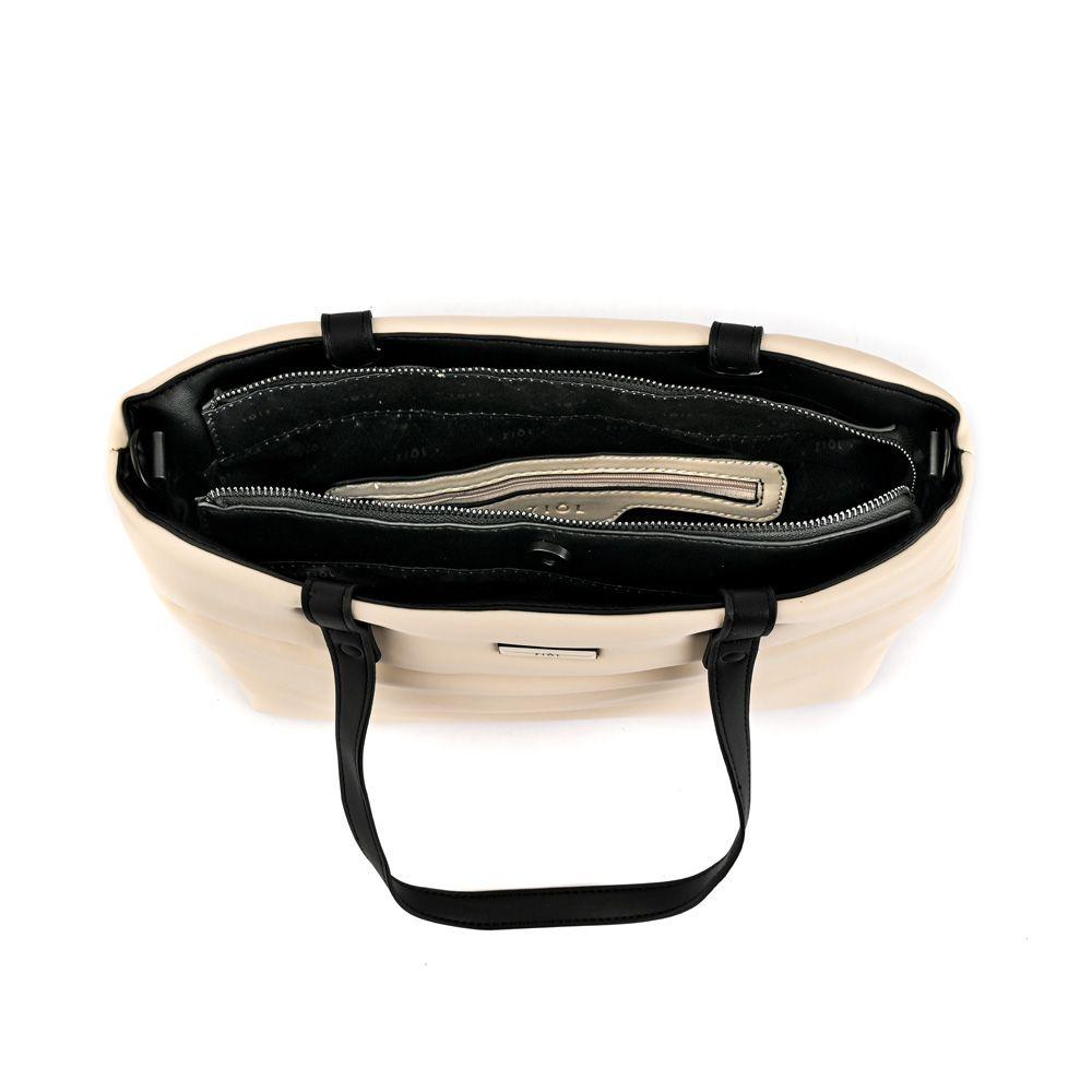 Cartera dos asas tres divisiones mediana sindra blanco crudo-3
