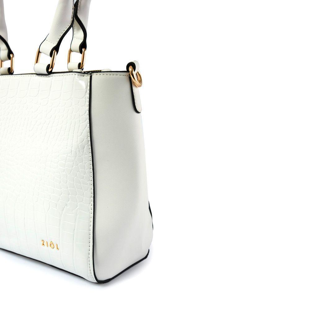 Pantaleona Cartera Tipo Dos Asas Tres Divisiones Blanco-2