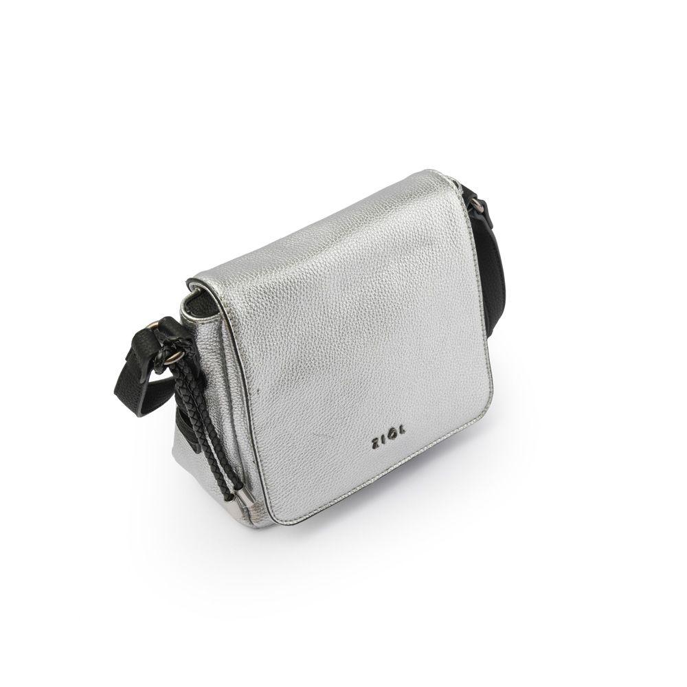 Cartera bandolera con tapa pequeña melchy plateado oscuro-2
