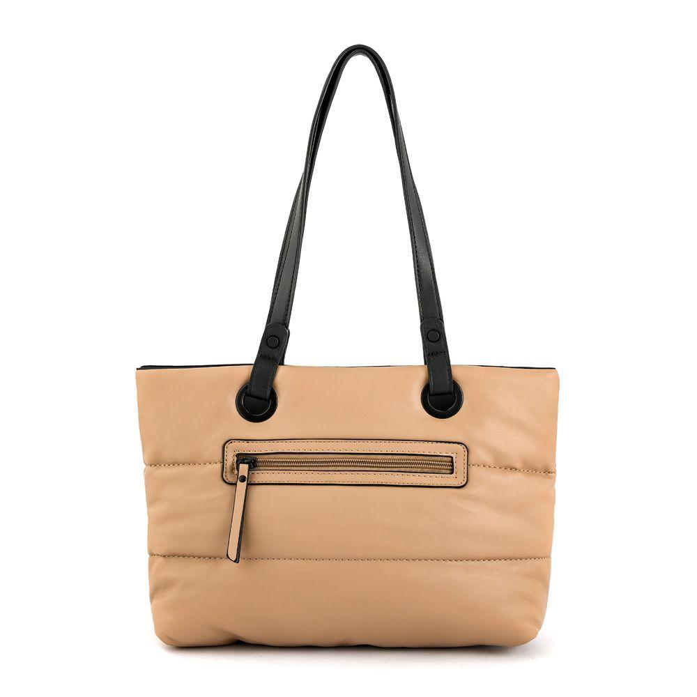 Cartera dos asas tres divisiones mediana sindra beige oscuro-2