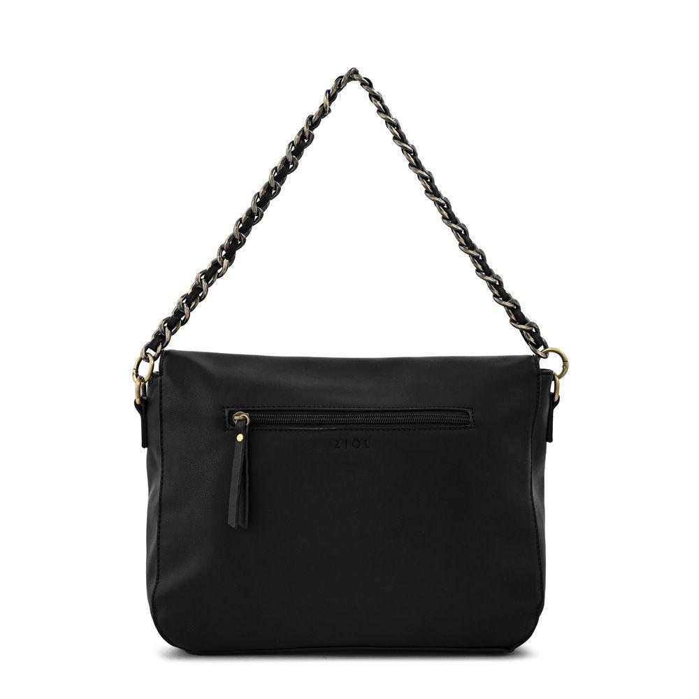 Cartera bandolera con tapa mediana doris negro-2