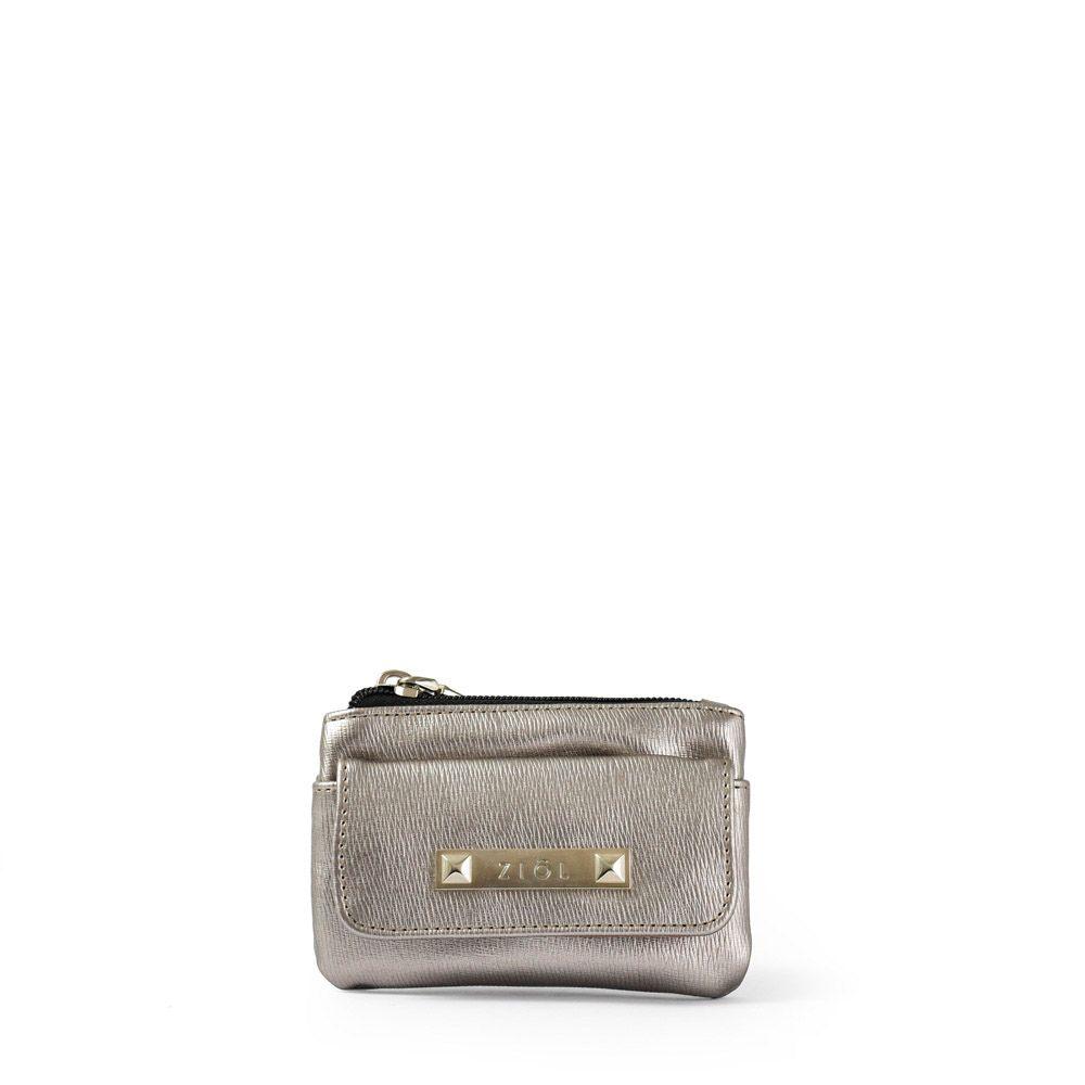 Monedero bolsillo frontal fraila pequeña plateado-0