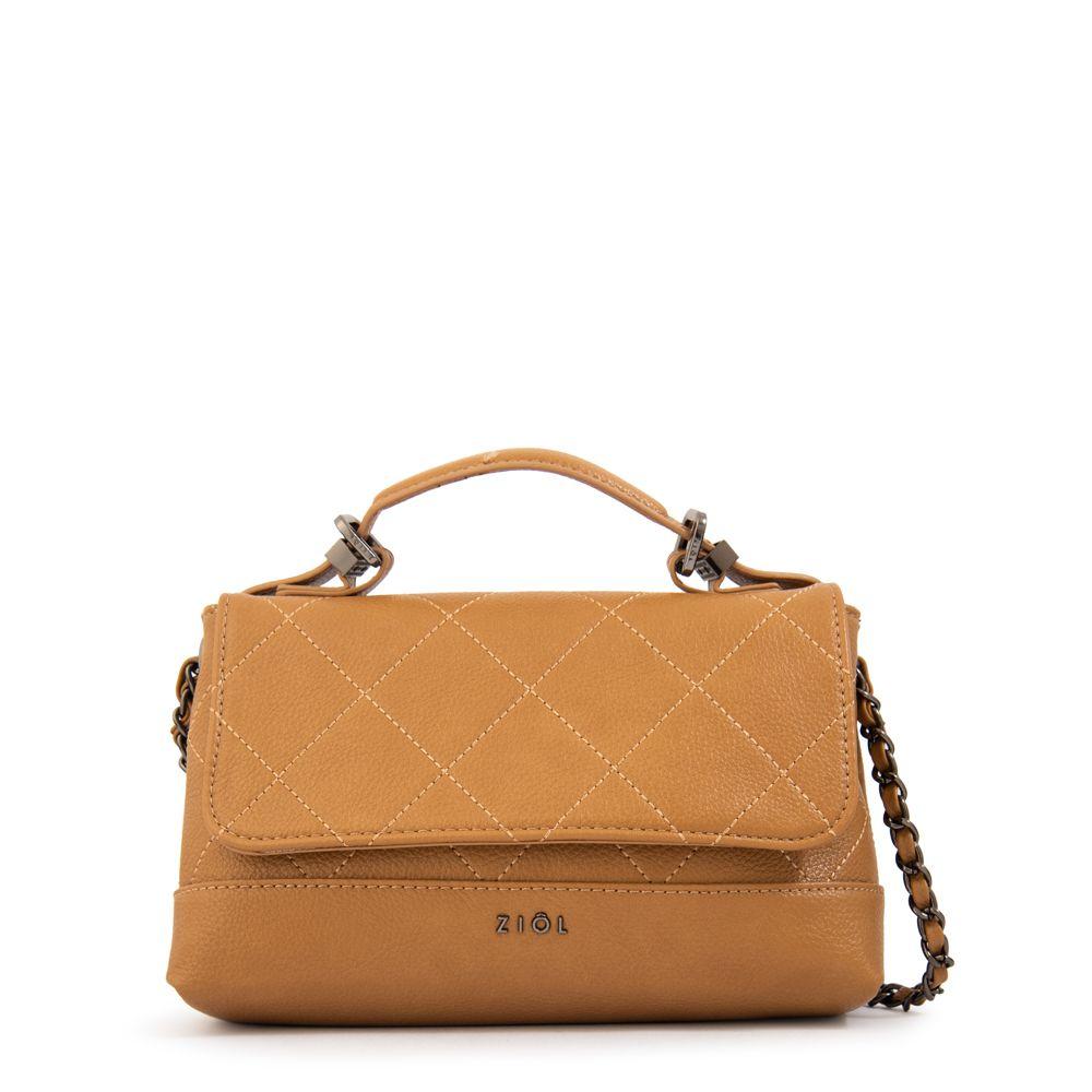 Cartera bandolera con tapa lian camel-0