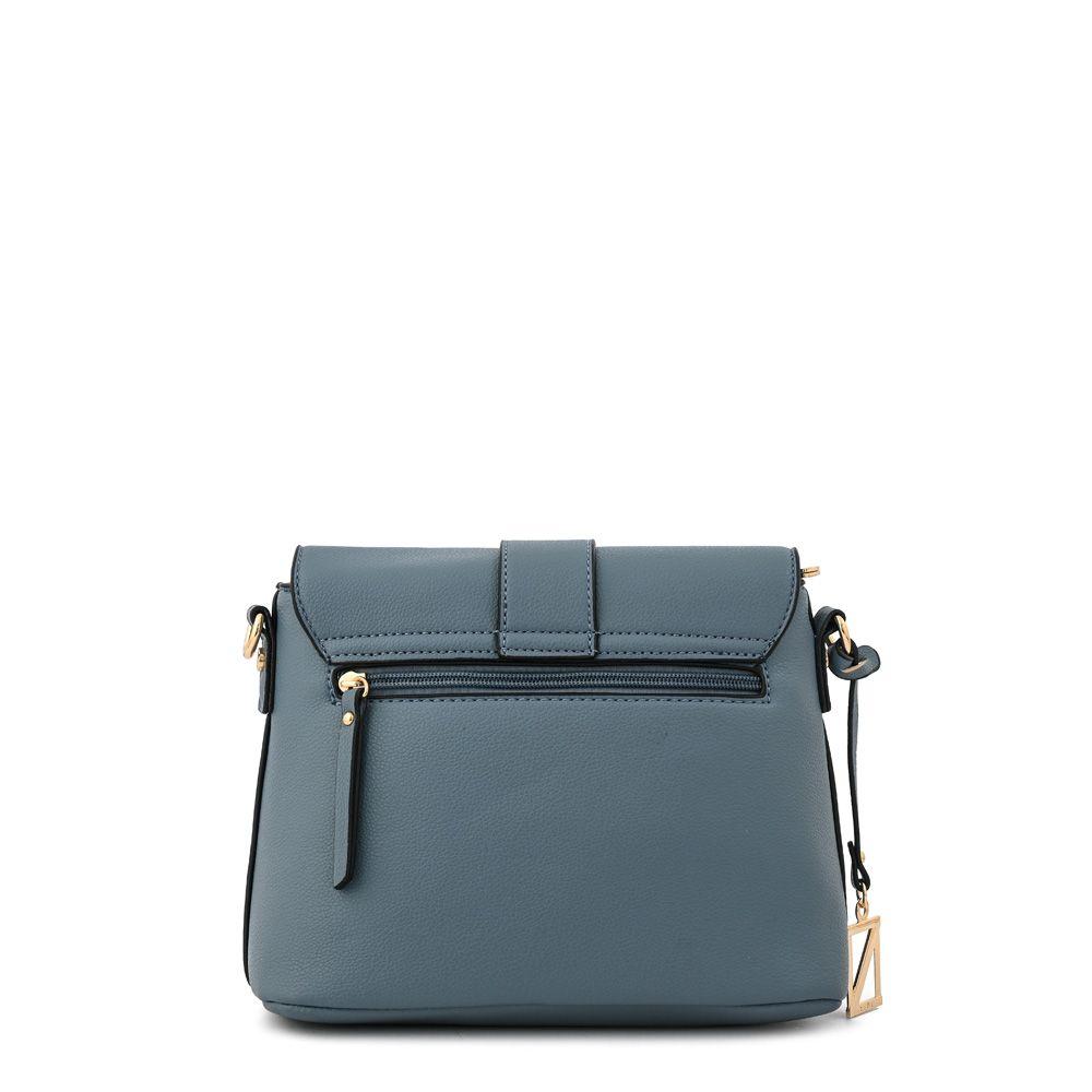Cartera bandolera con tapa mediana creta denim-2