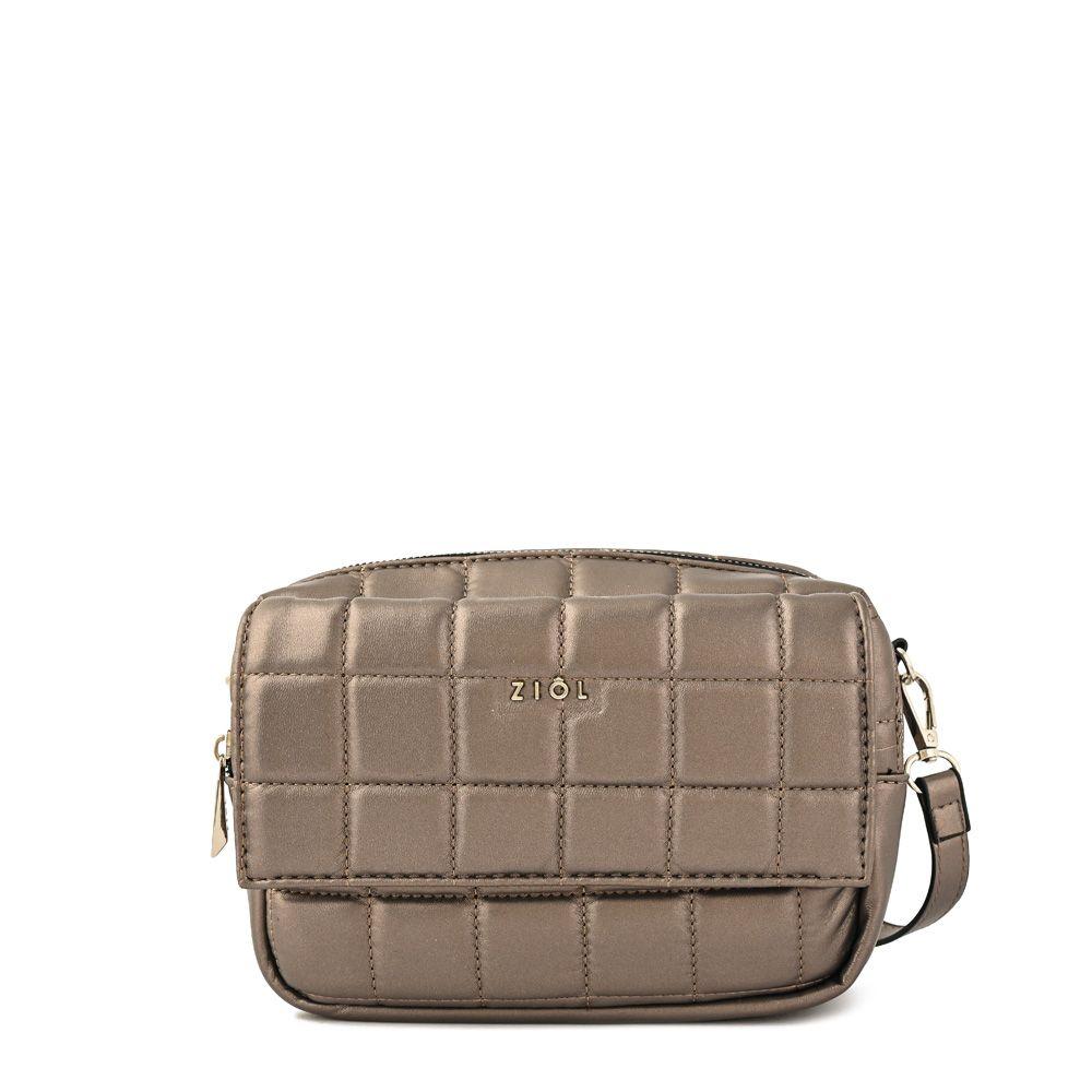 Cartera bandolera mediana aricia plateado oscuro-0