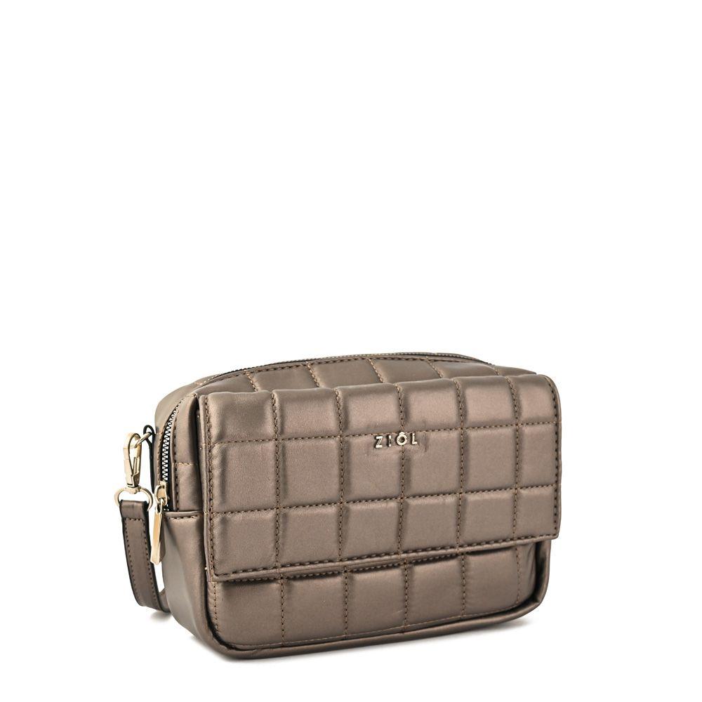 Cartera bandolera mediana aricia plateado oscuro-1