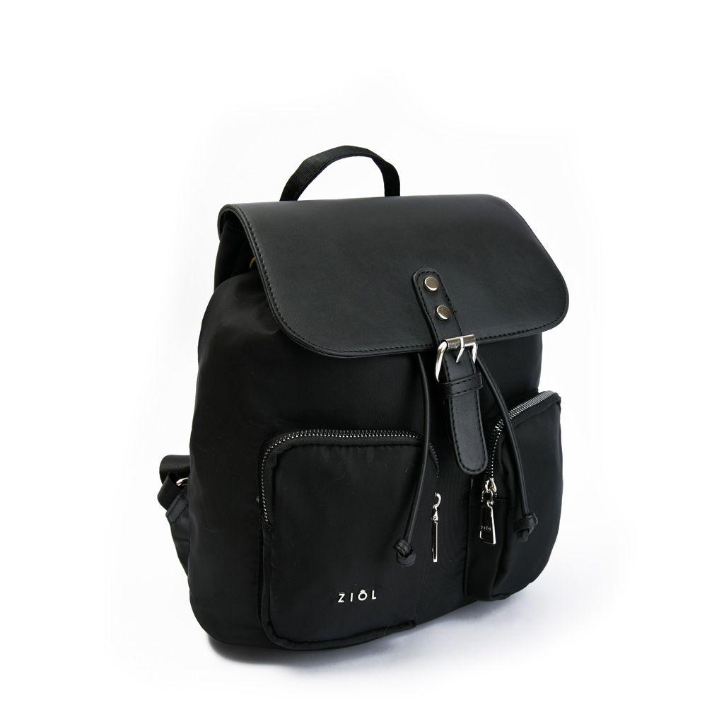 Mochila con tapa mediana minzip negro-1