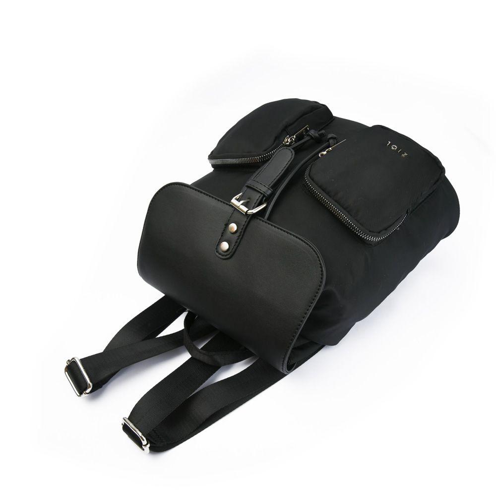 Mochila con tapa mediana minzip negro-2