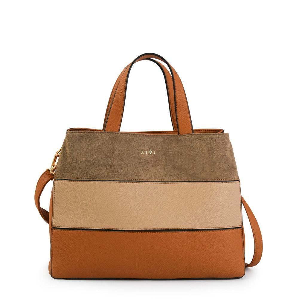 Cartera dos asas tres divisiones mediana lourd café-0