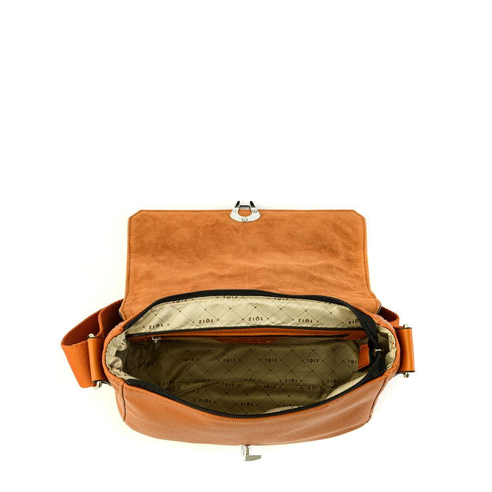 Cartera bandolera con tapa mediana dalal café-3