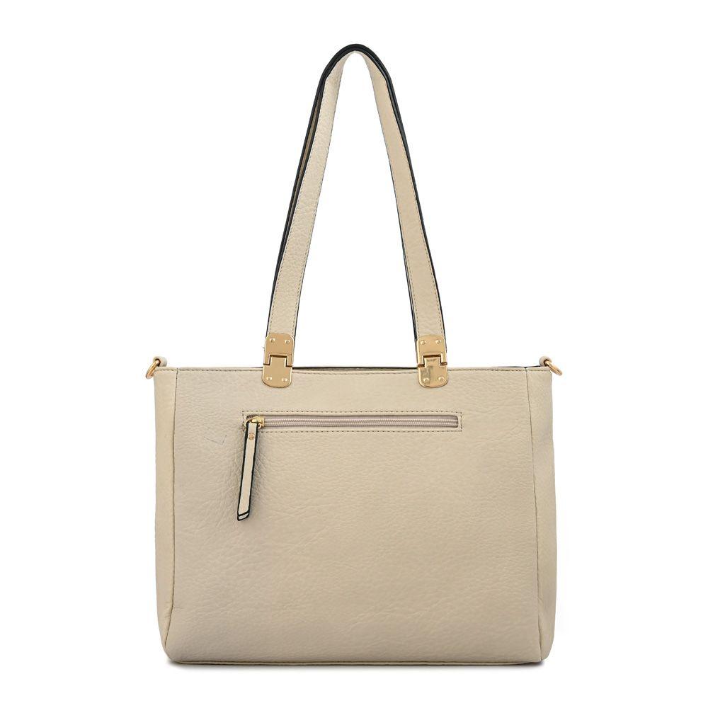 Cartera dos asas tres divisiones mediana jelena blanco crudo-2