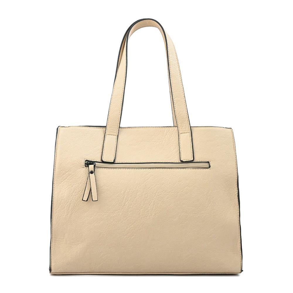 Cartera dos asas tres divisiones mediana nicki blanco crudo-2