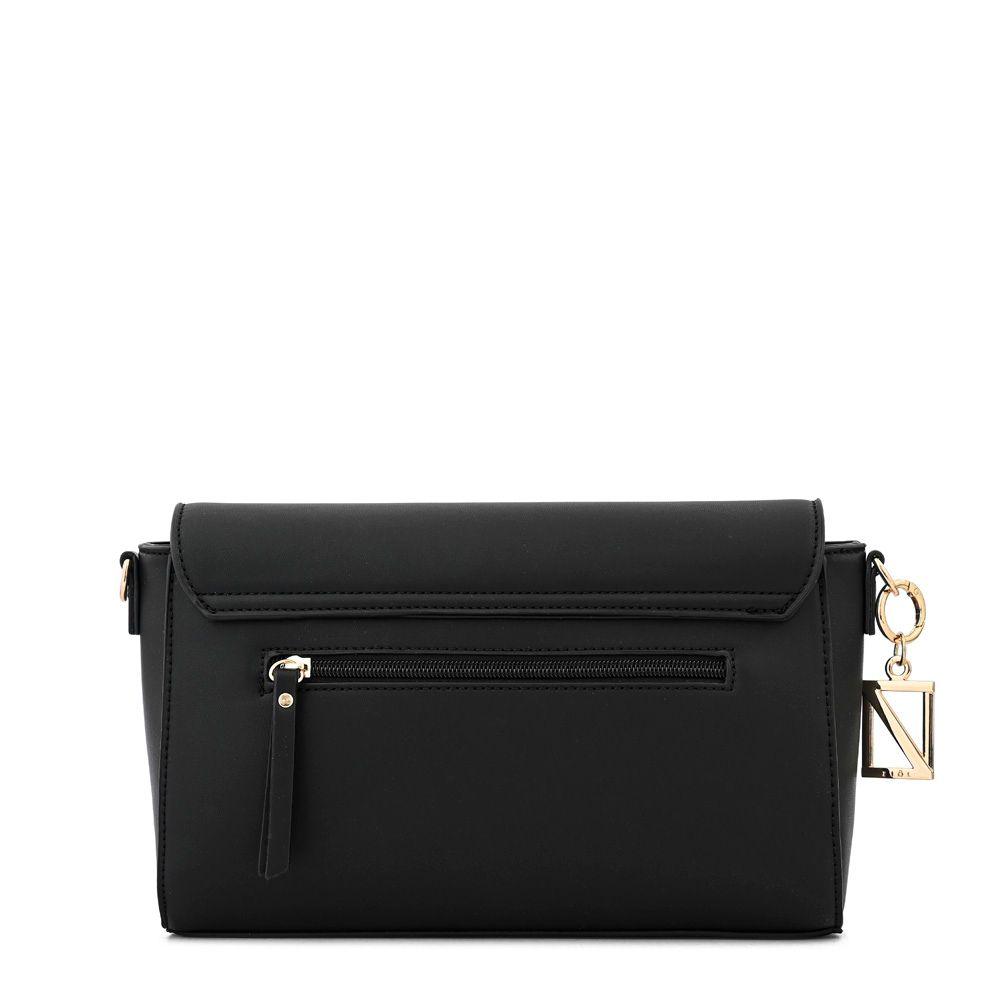Cartera bandolera con tapa indara pequeña negro-2
