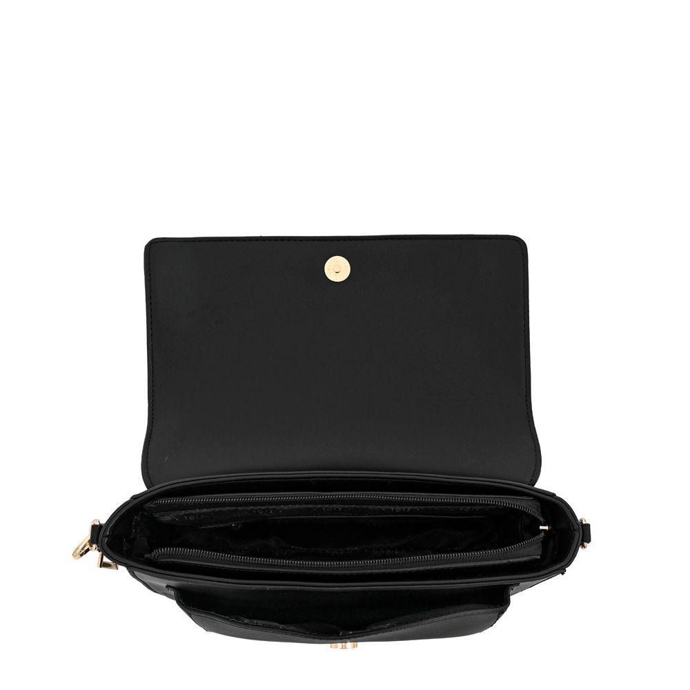 Cartera bandolera con tapa indara pequeña negro-3