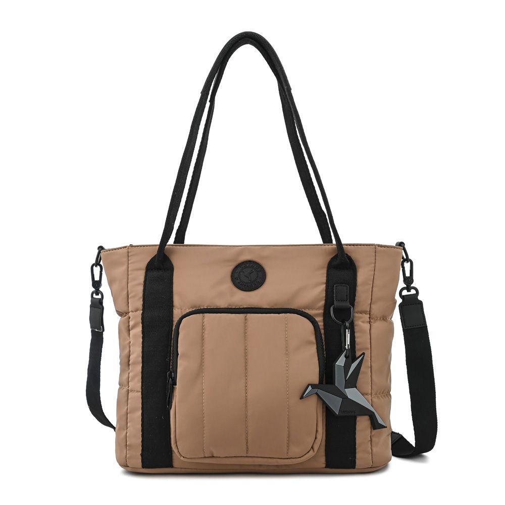 Cartera dos asas tres divisiones mediana florence beige-0