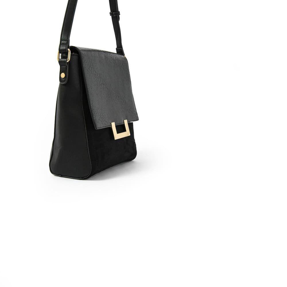 Alamanda Cartera Tipo Bandolera Con Tapa Negro-2