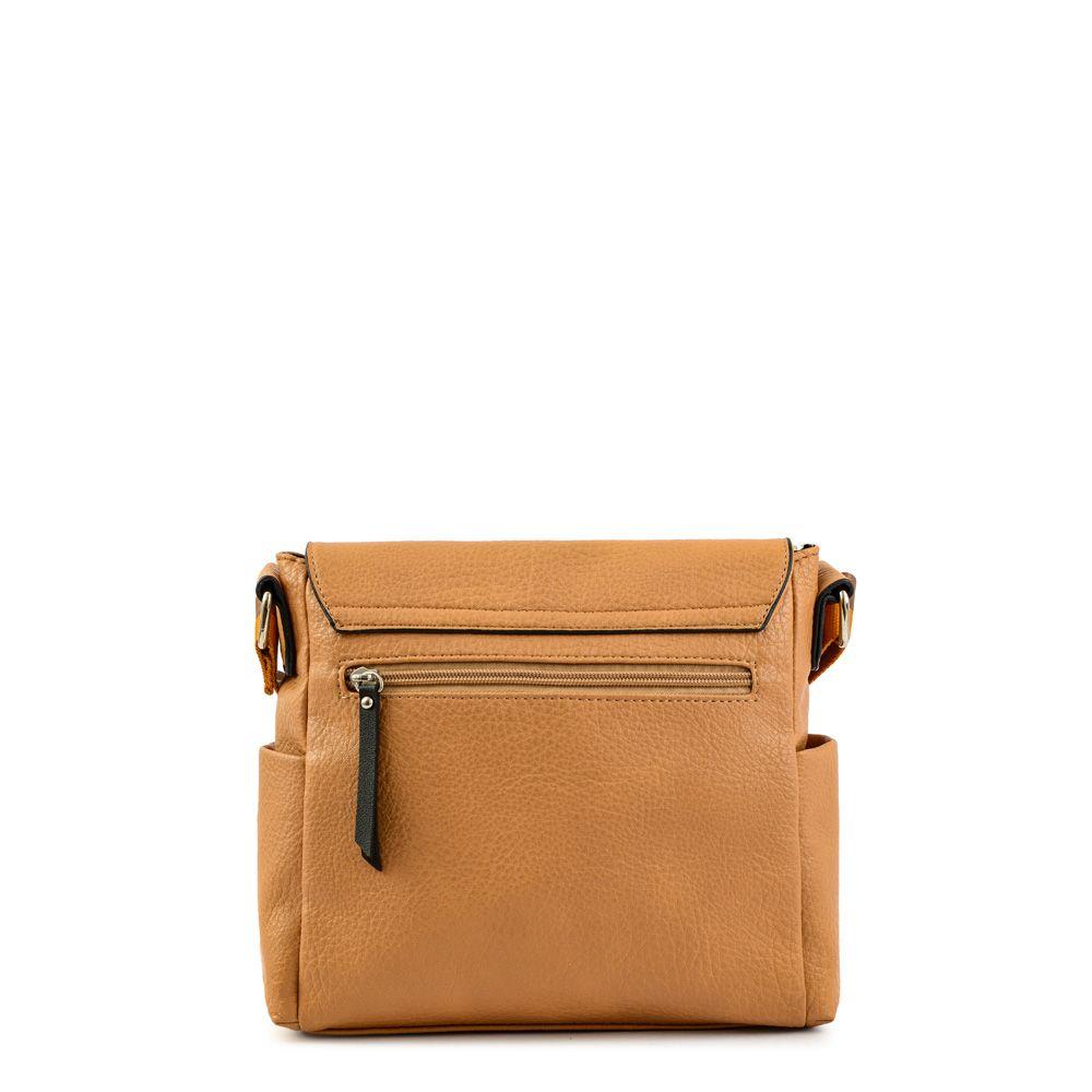 Cartera bandolera con tapa mediana abrielle camel-2
