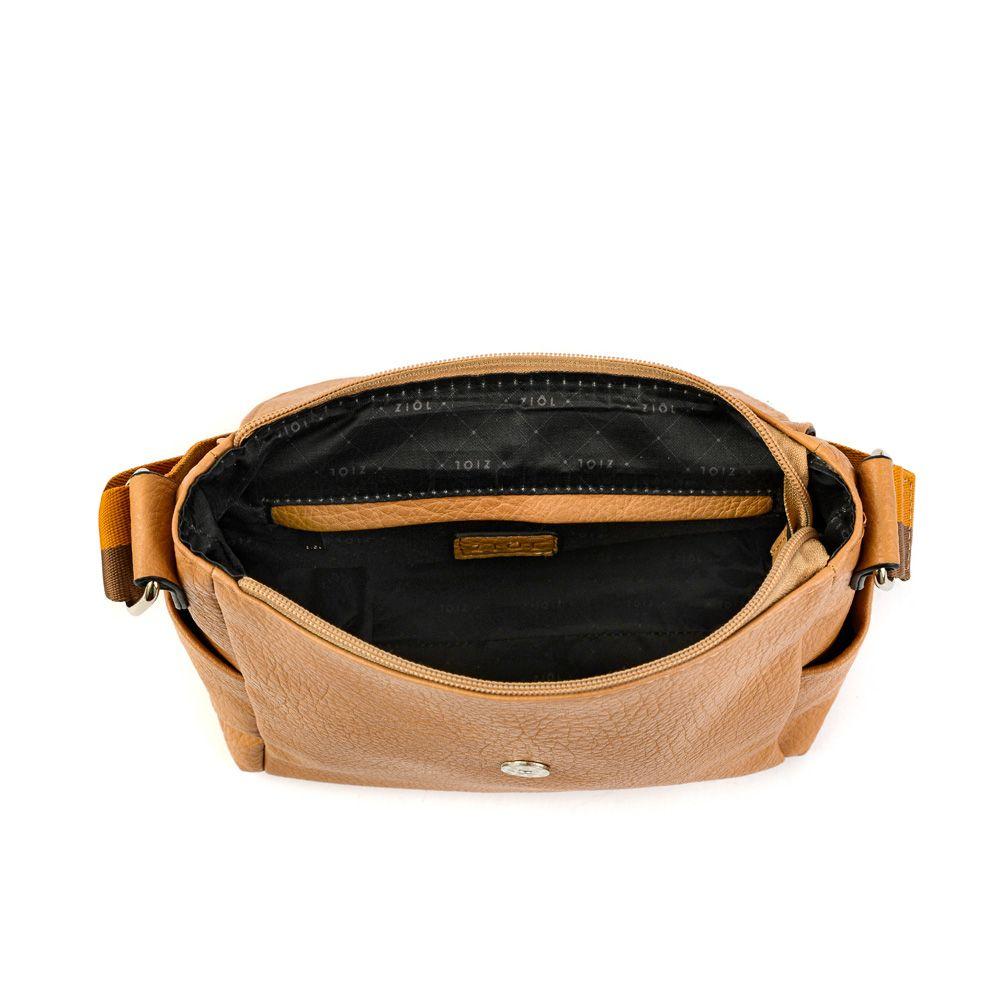 Cartera bandolera con tapa mediana abrielle camel-3