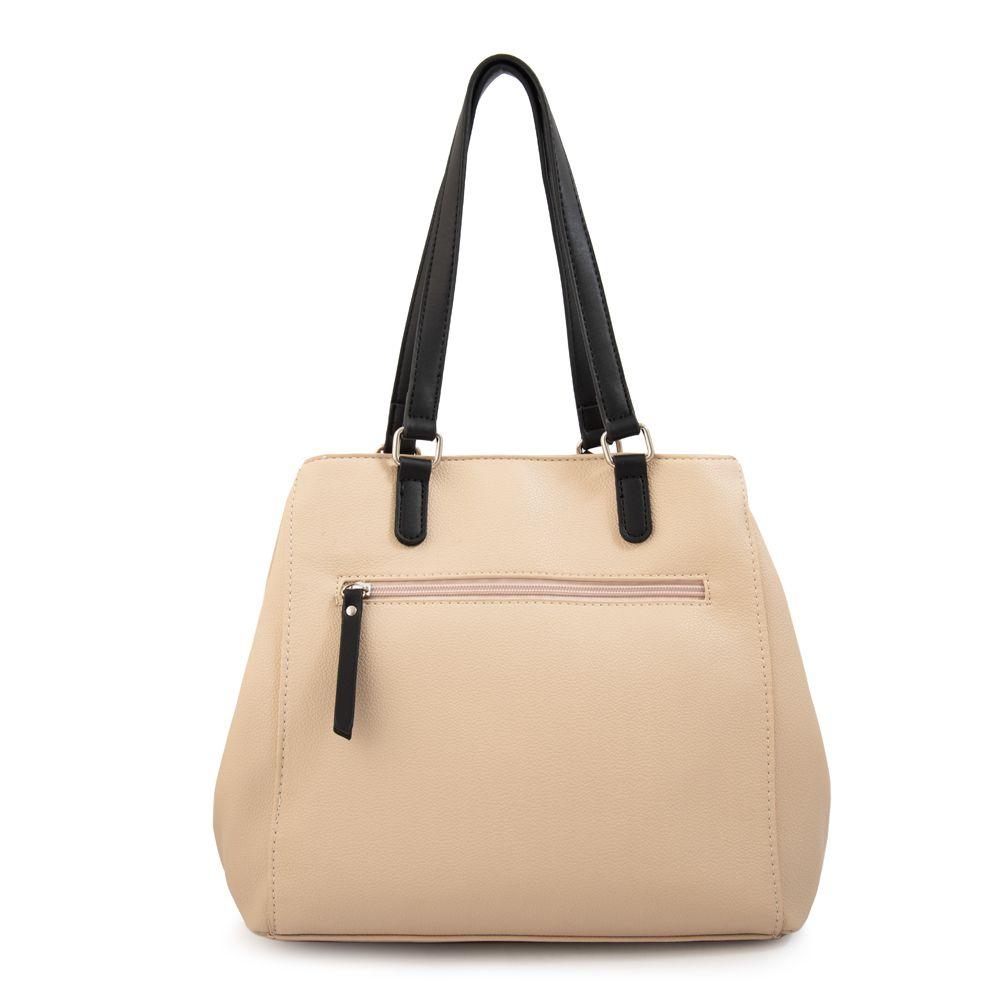 Cartera Dos Asas alisa mediana beige-2