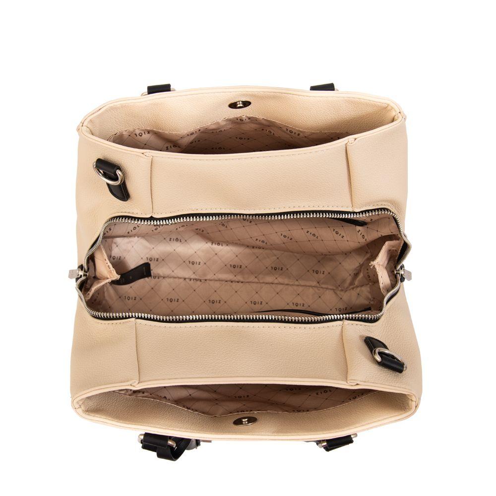 Cartera Dos Asas alisa mediana beige-3