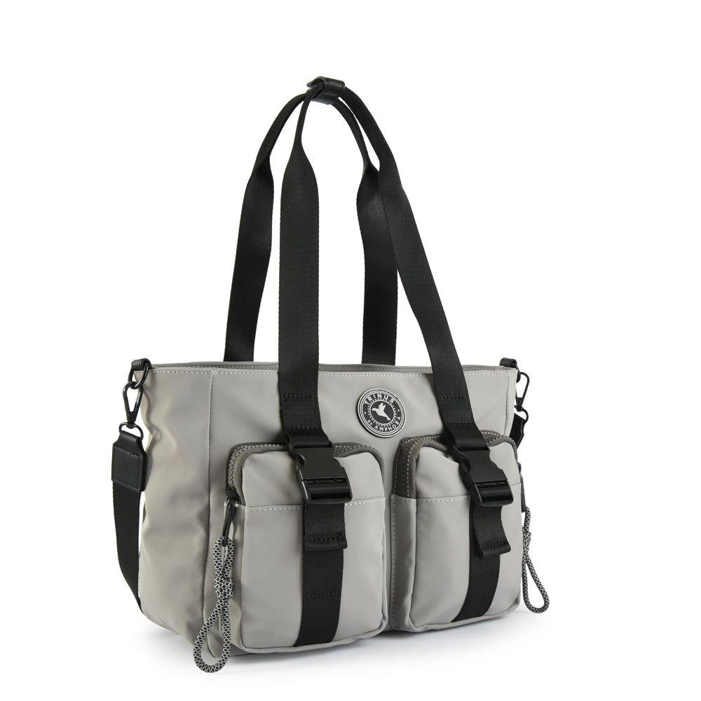 Agadir cartera dos asas mediana gris claro-1