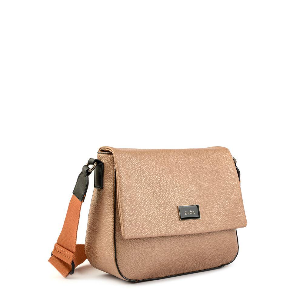 Cartera bandolera con tapa mediana charlize cobre-1