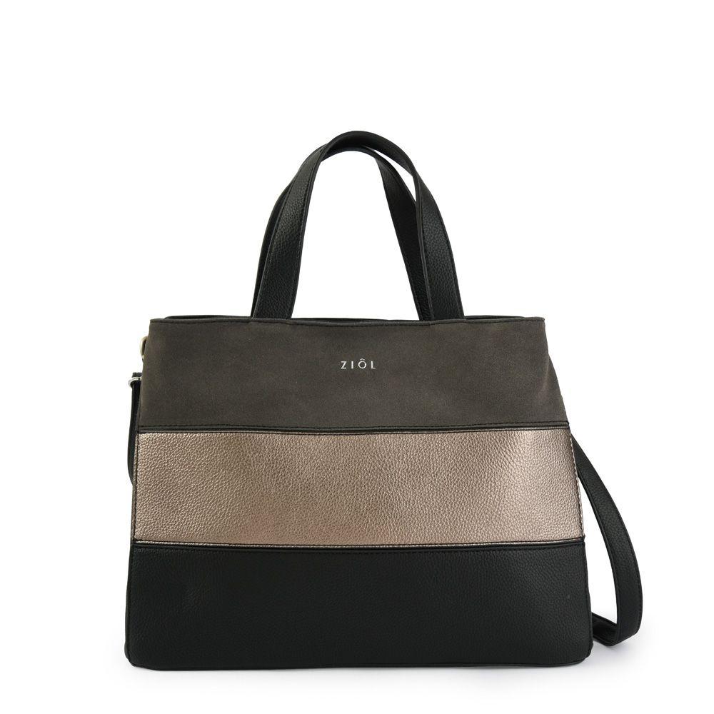 Cartera dos asas tres divisiones mediana lourd negro-0