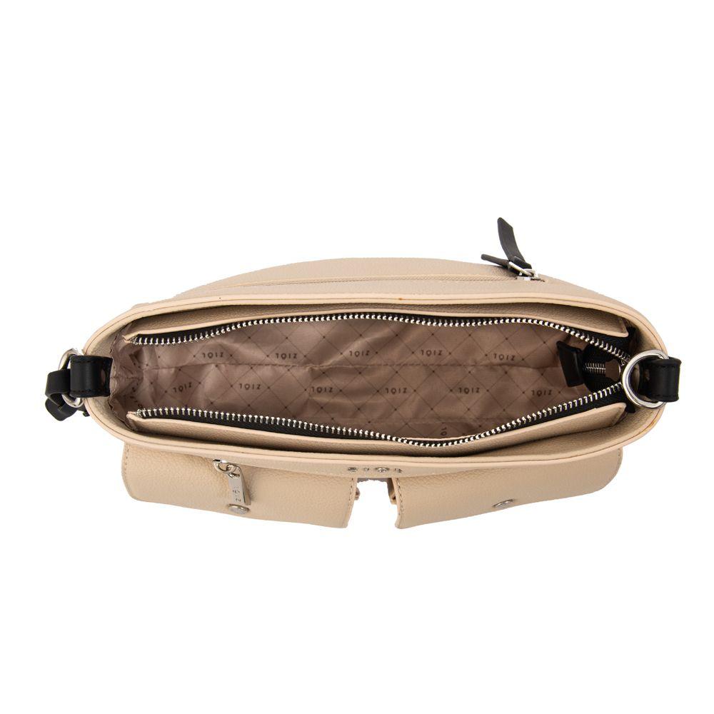 Cartera Bandolera alisa pequeña beige-3