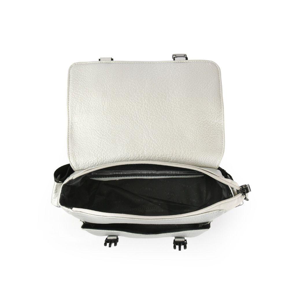 Cartera bandolera con tapa mediana blanchette plateado-3