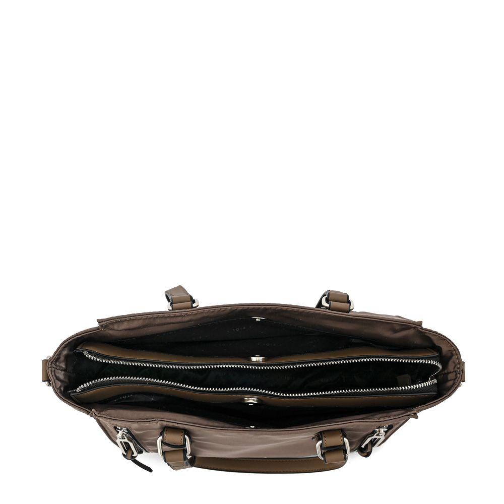 Cartera dos asas tres divisiones grande penny taupe oscuro-3