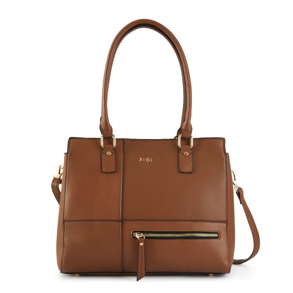 Cartera dos asas tres divisiones grande lupe café-0