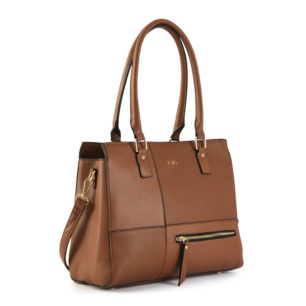 Cartera dos asas tres divisiones grande lupe café-1