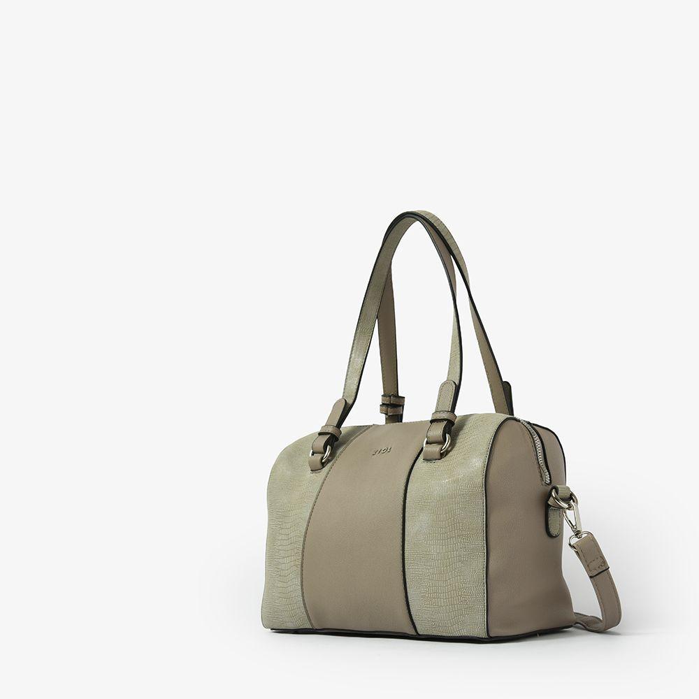 Liunin Cartera Tipo Dos Asas Baul Gris Claro Y Plata-1