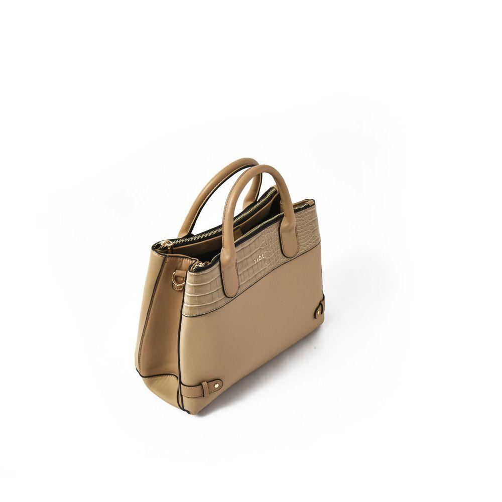 Laureana Cartera Tipo Dos Asas Tres Divisiones Beige-2