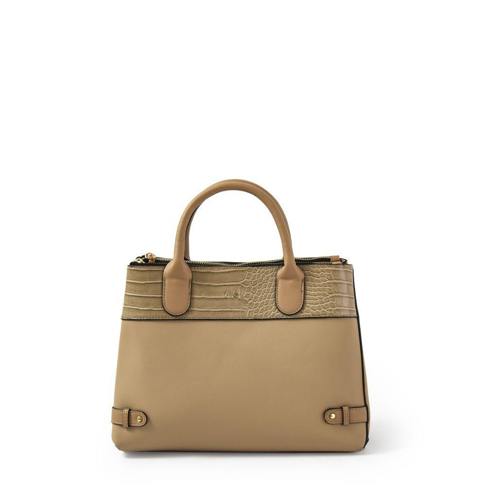 Laureana Cartera Tipo Dos Asas Tres Divisiones Beige-0