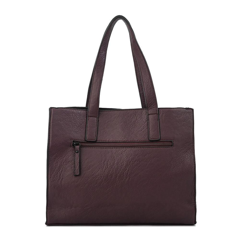 Cartera dos asas tres divisiones mediana nicki café oscuro-2
