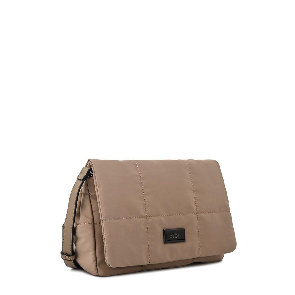 Cartera bandolera con tapa mediana tanya taupe-1