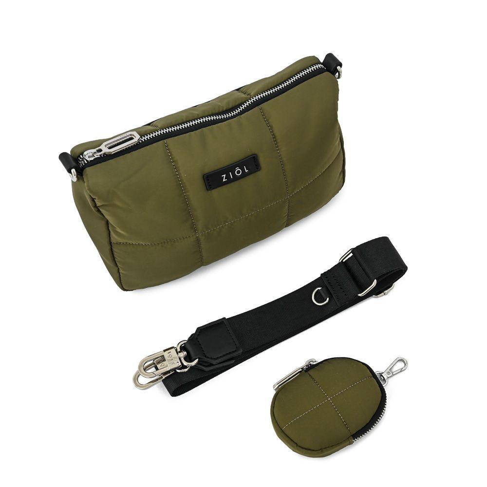 Cartera bandolera mediana nacha verde oliva-4