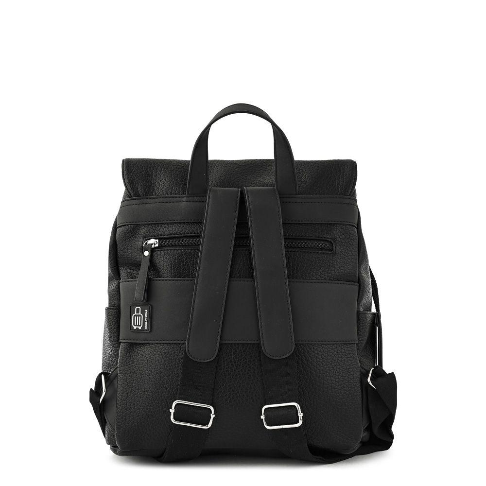 Mochila con tapa mediana odelia negro especial-2