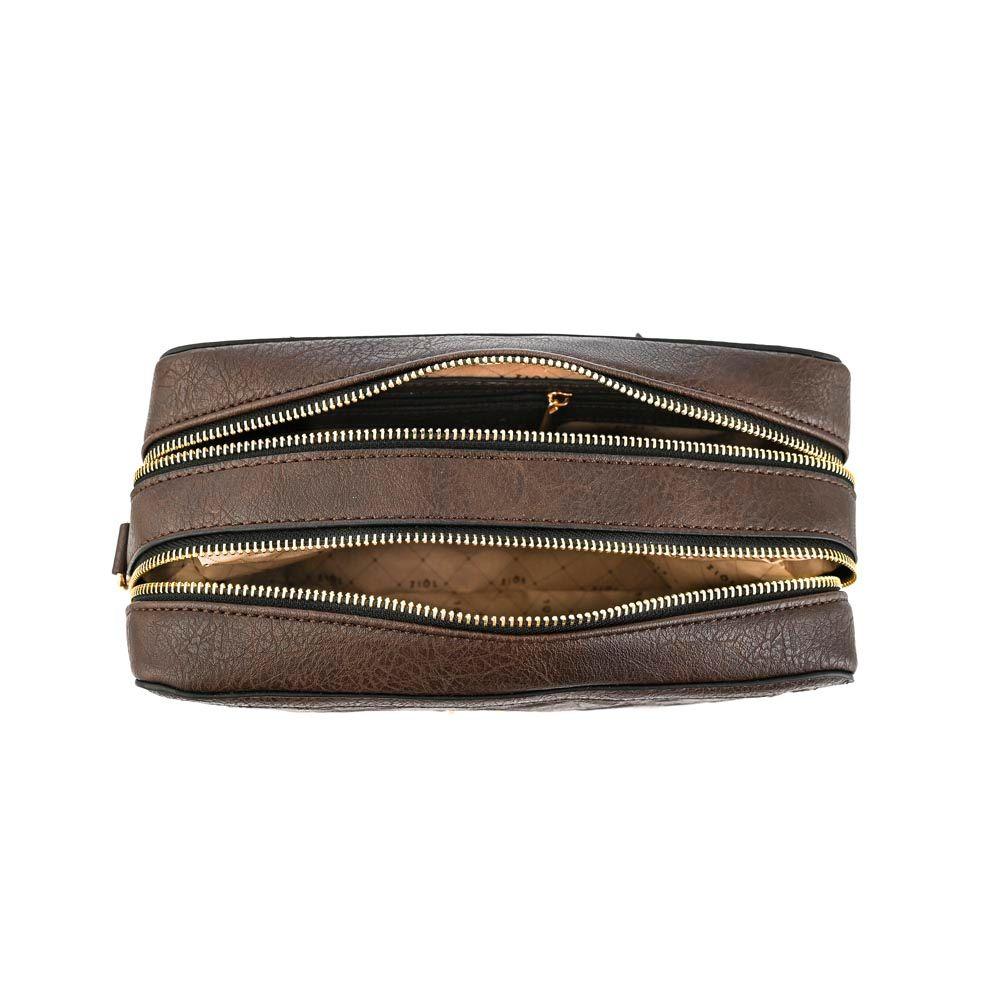 Cartera bandolera pequeña milena café oscuro-3
