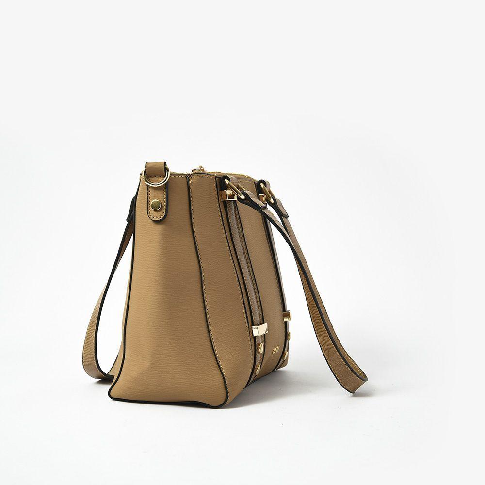 Clementa Cartera Tipo Dos Asas Tres Divisiones Beige Oscuro-2