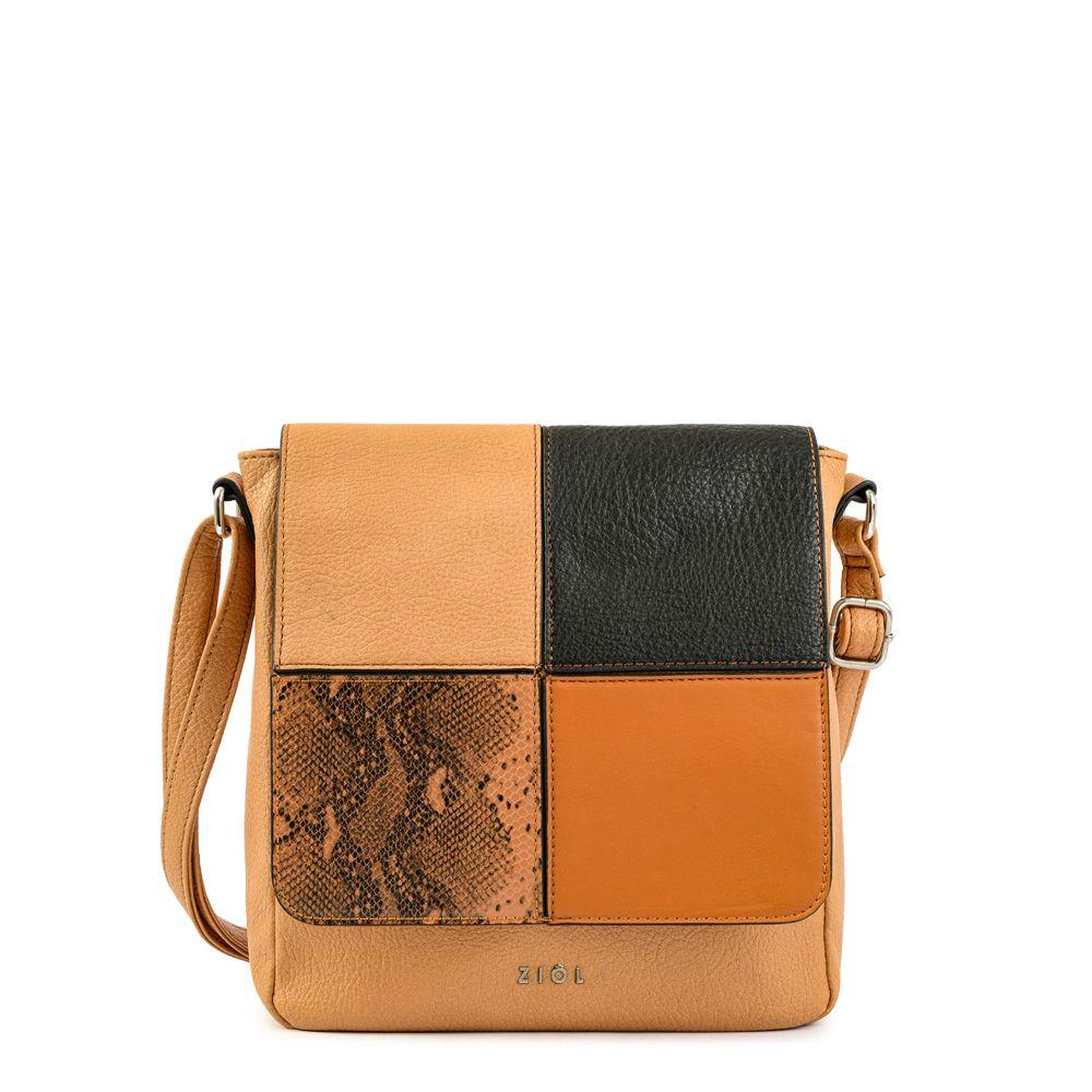 Cartera bandolera con tapa grande elinna camel-0