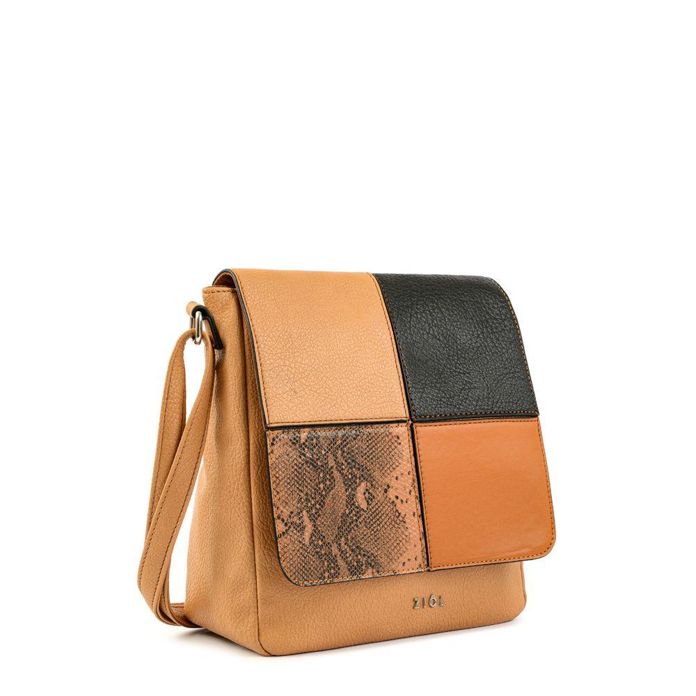 Cartera bandolera con tapa grande elinna camel-1