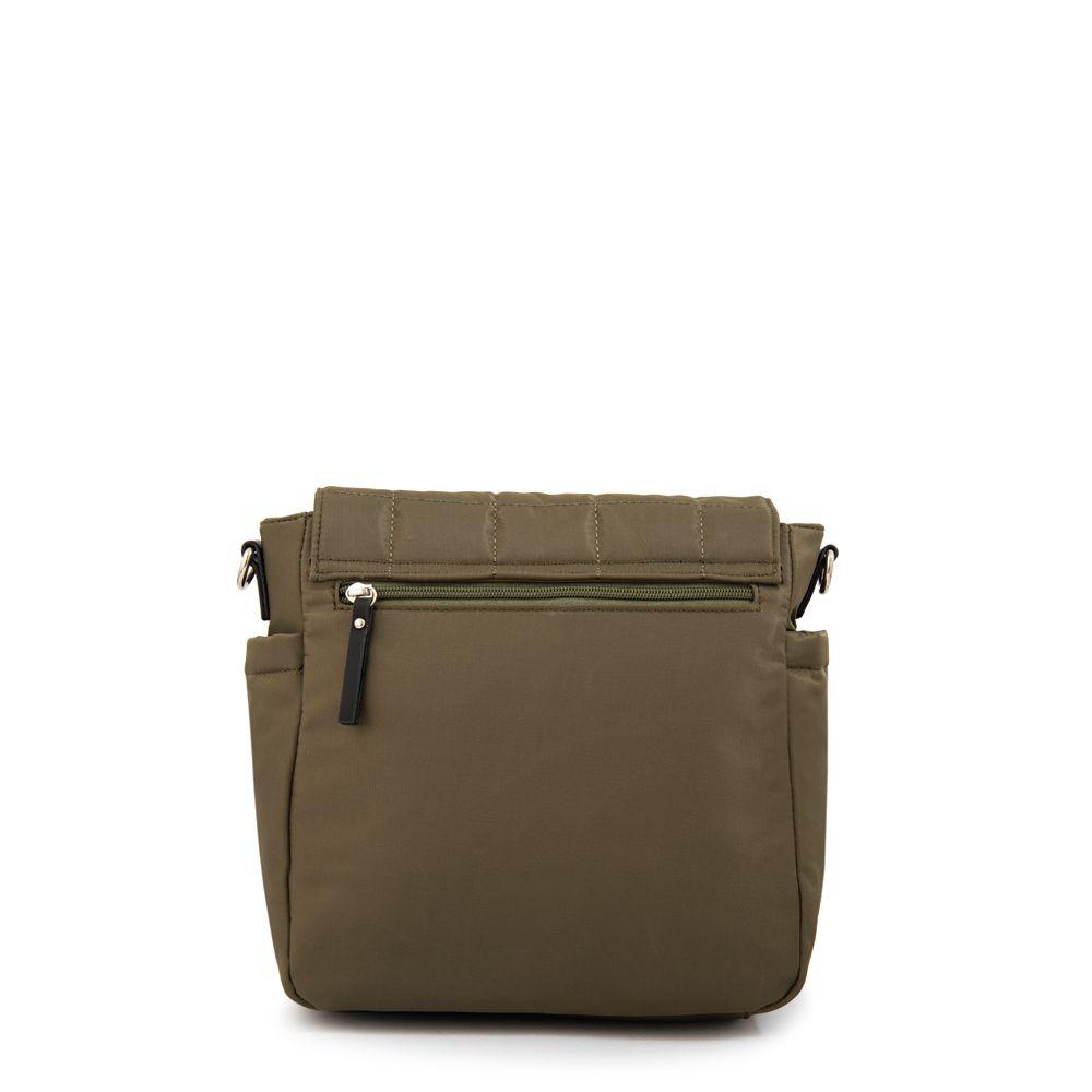Cartera Bandolera con tapa mediana belina verde oliva-2