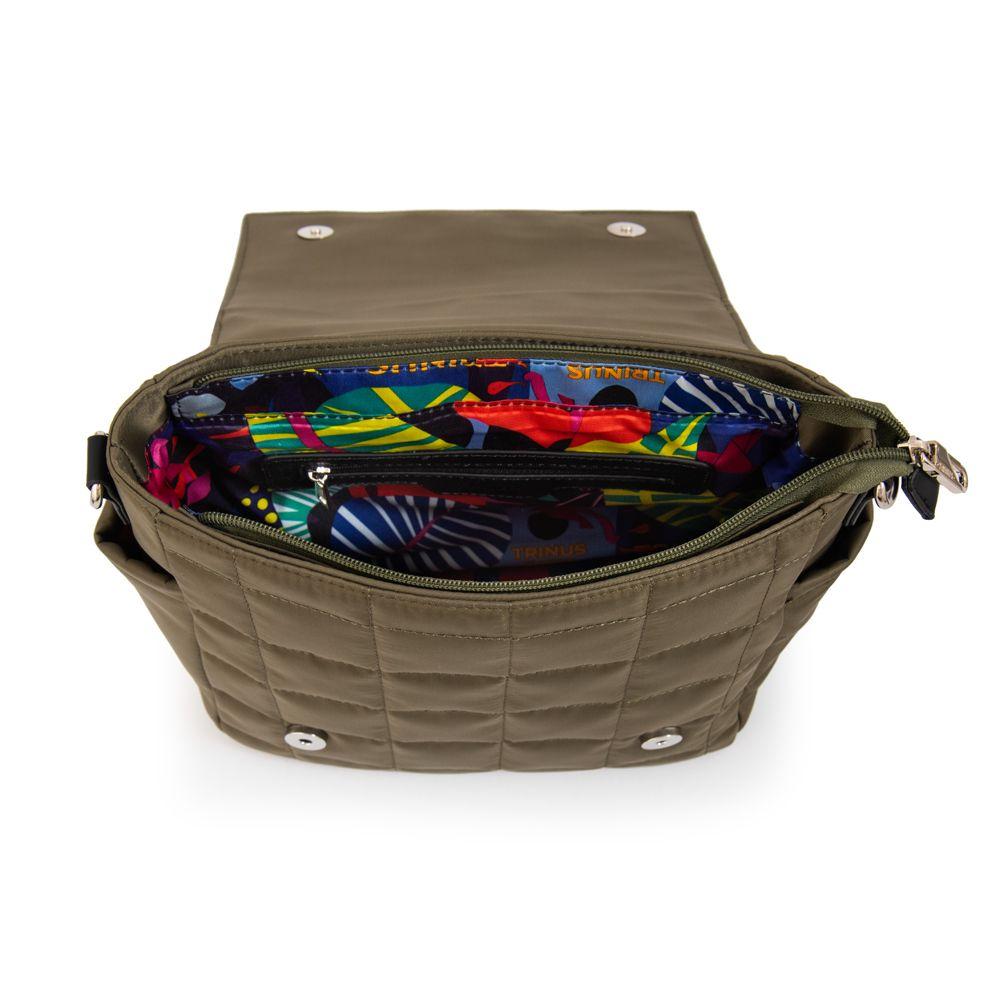 Cartera Bandolera con tapa mediana belina verde oliva-3