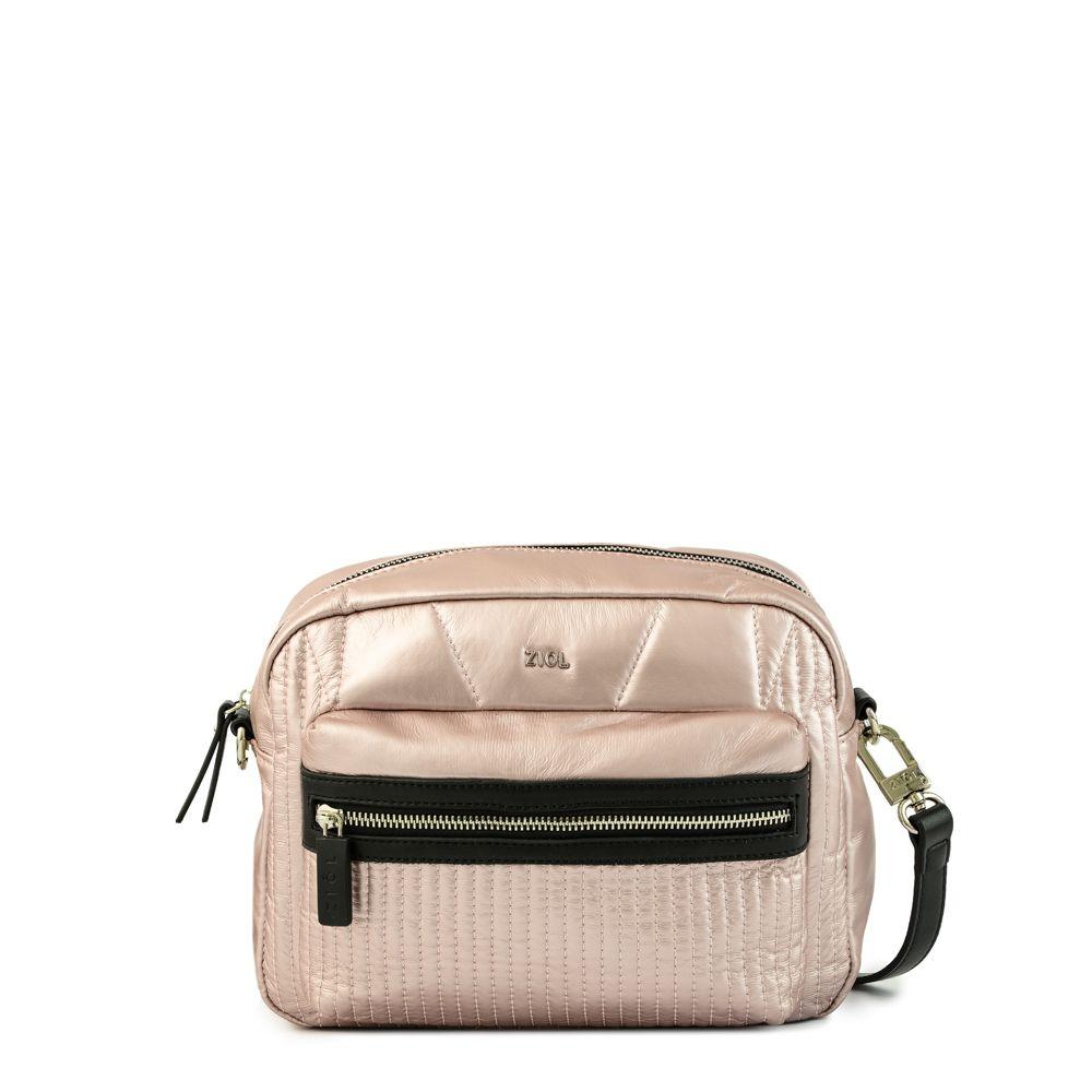 Cartera bandolera pequeña noelia rosa metalico-0