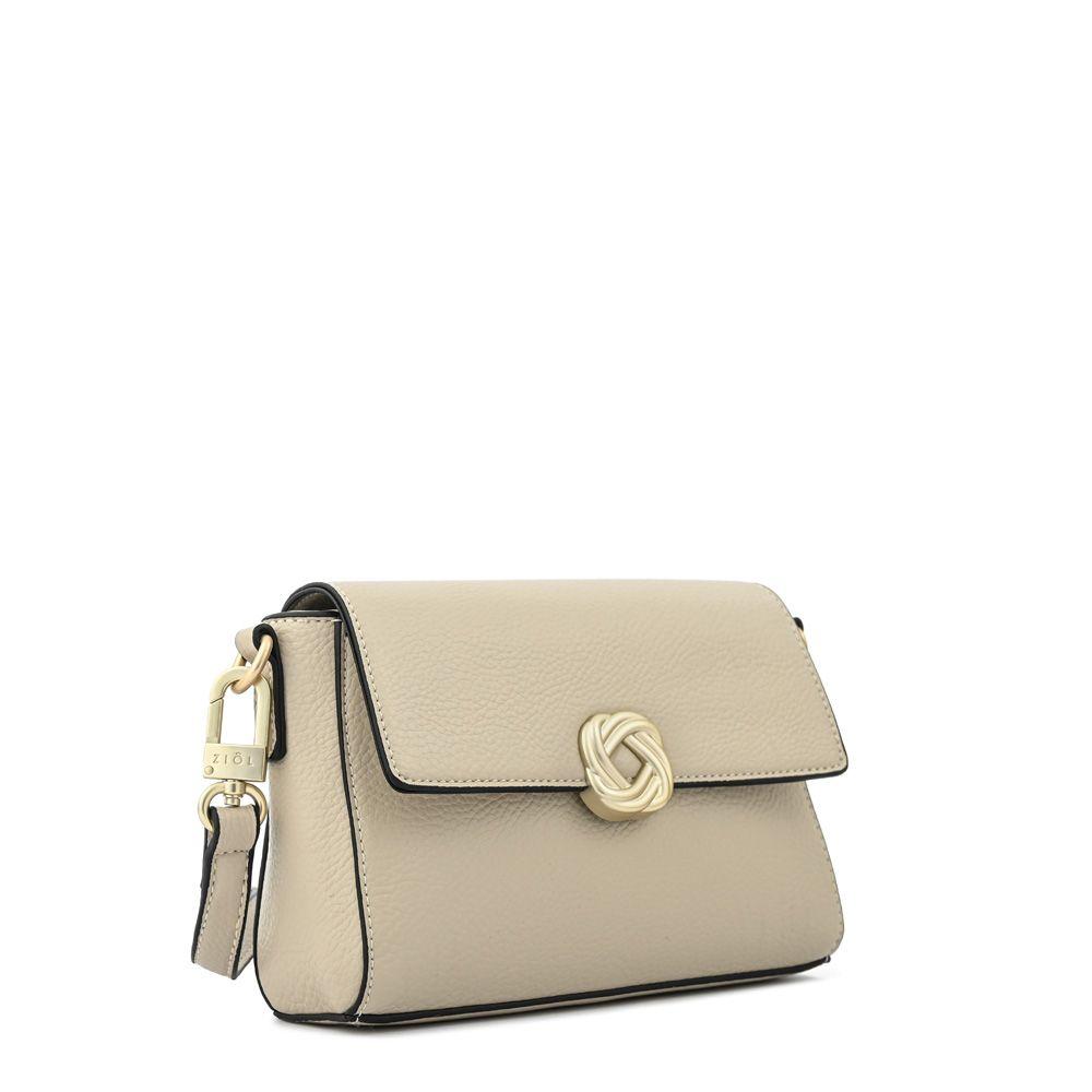 Cartera bandolera con tapa pequeña agata beige-1